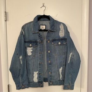 Forever 21 Light Blue Distressed Denim Jacket